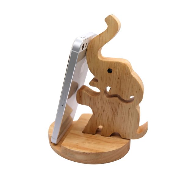 Wooden Elephant Shaped Mobile Phone Holder Stand